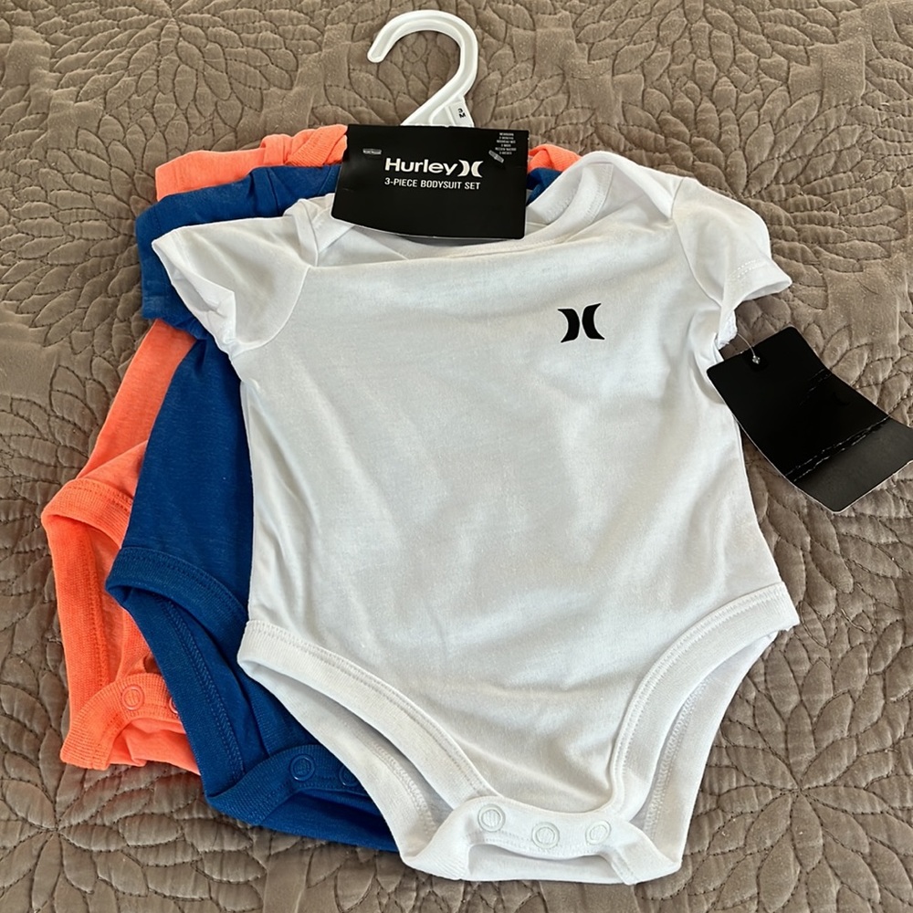 Hurley boys 3 pack onesies